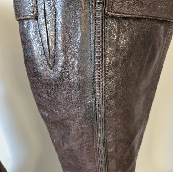 ARNOLD CHURGIN tall brown heeled leather boots. Size 39 (8-8.5) - Picture 9 of 15